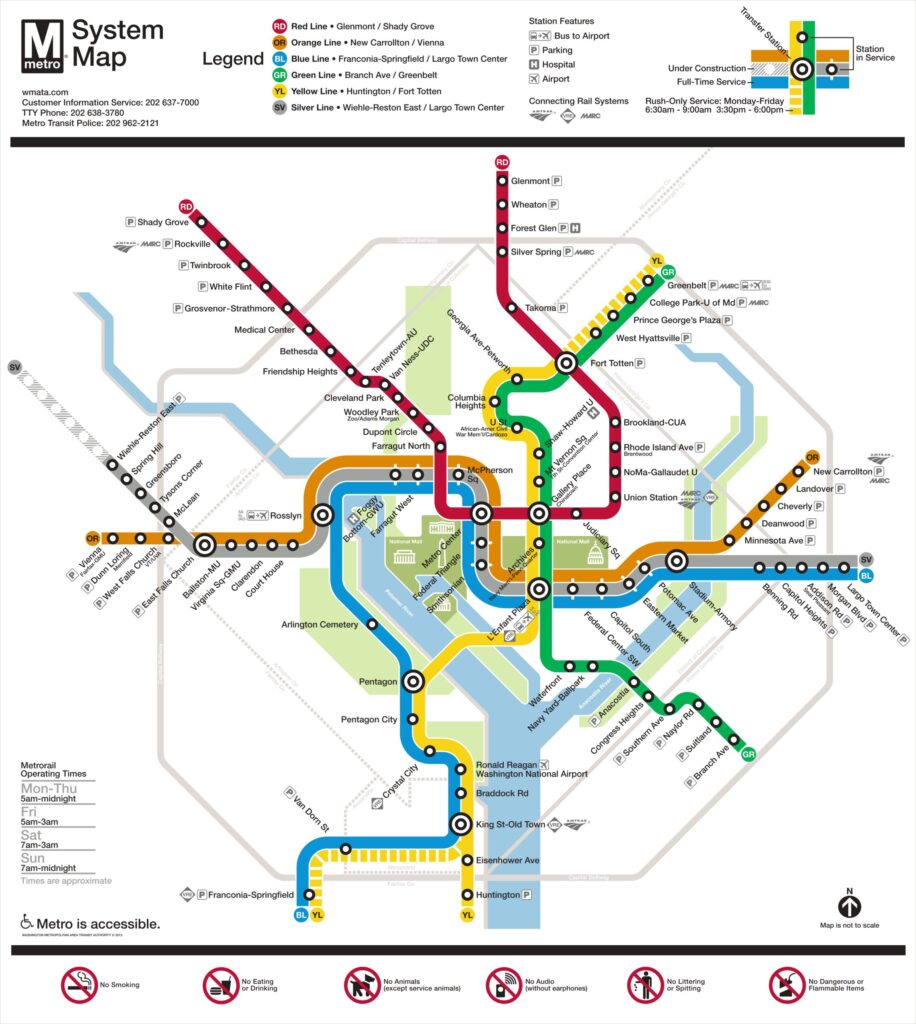 Washing Metro Map